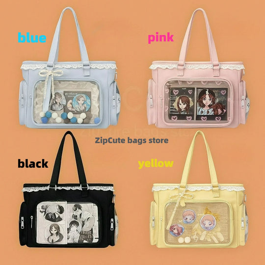 Anime Ita Tote Bag with Clear Display Pocket