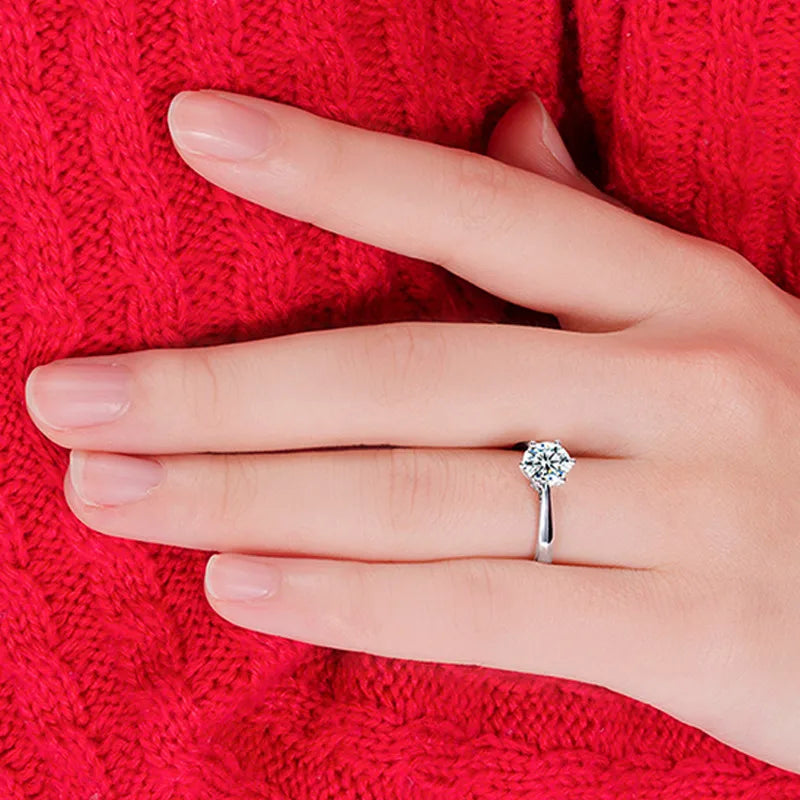 S925 Sterling Silver Color Cubic Zirconia Solitaire Ring