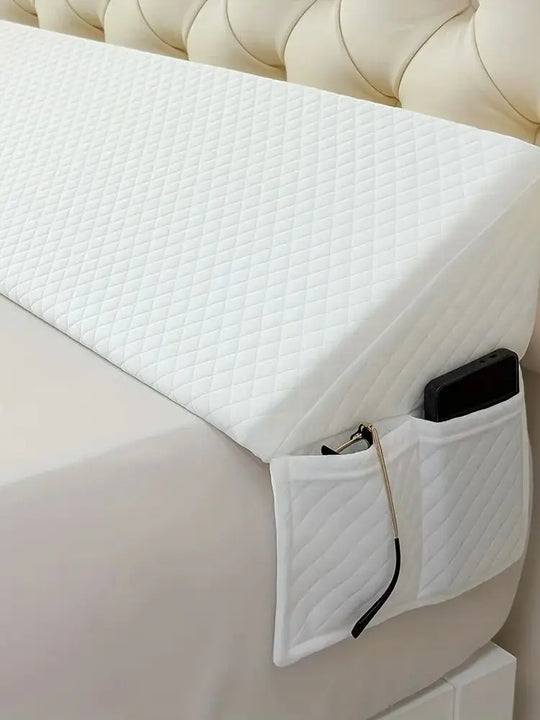 Memory Foam Bed Wedge Pillow Gap Filler with Side Pocket