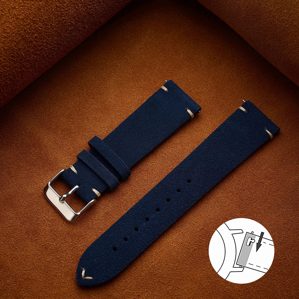 Quick Release Suede Leather Watch Band for Traditional Watches