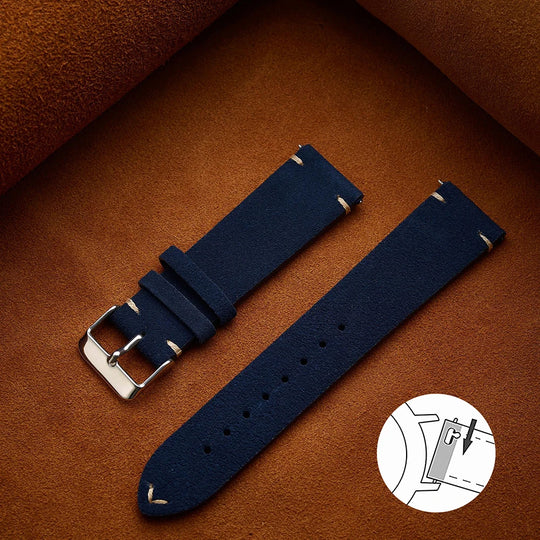 Quick Release Suede Leather Watch Band for Traditional Watches