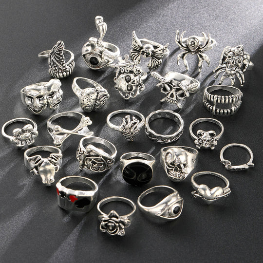 24-Piece Gothic Punk Ring Set for Women &amp; Men