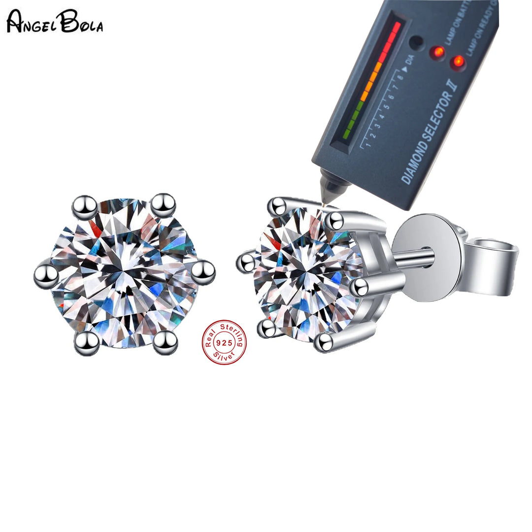 925 Sterling Silver Moissanite Stud Earrings for Women
