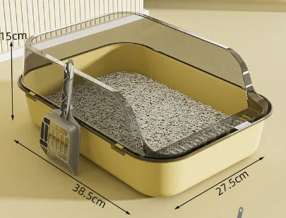 Semi-Enclosed Cat Litter Box with High Sides