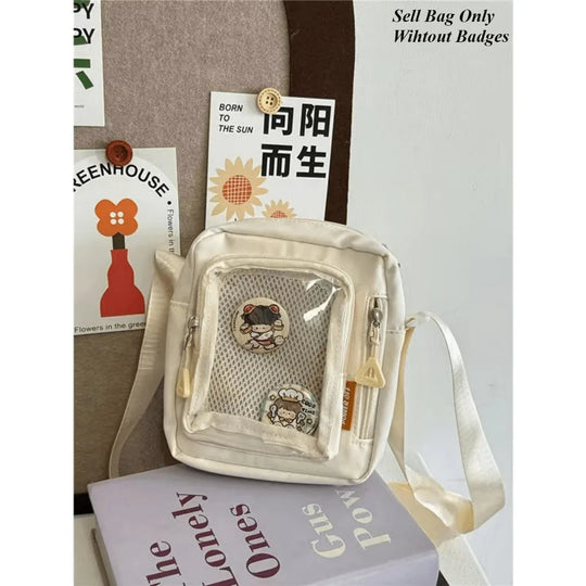 Mini Nylon Crossbody Bag with Transparent Display Pocket