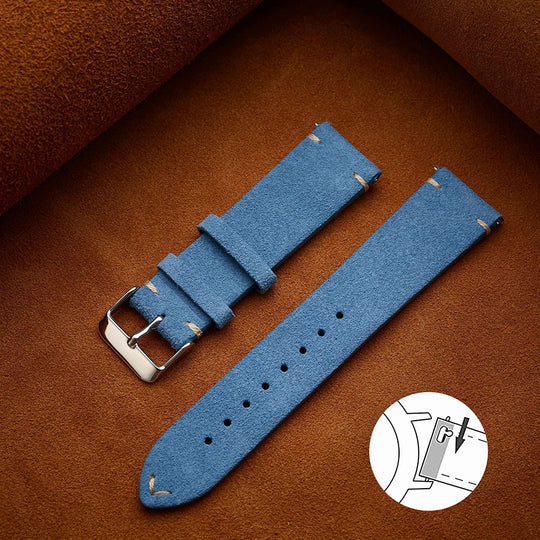 Quick Release Suede Leather Watch Band for Traditional Watches