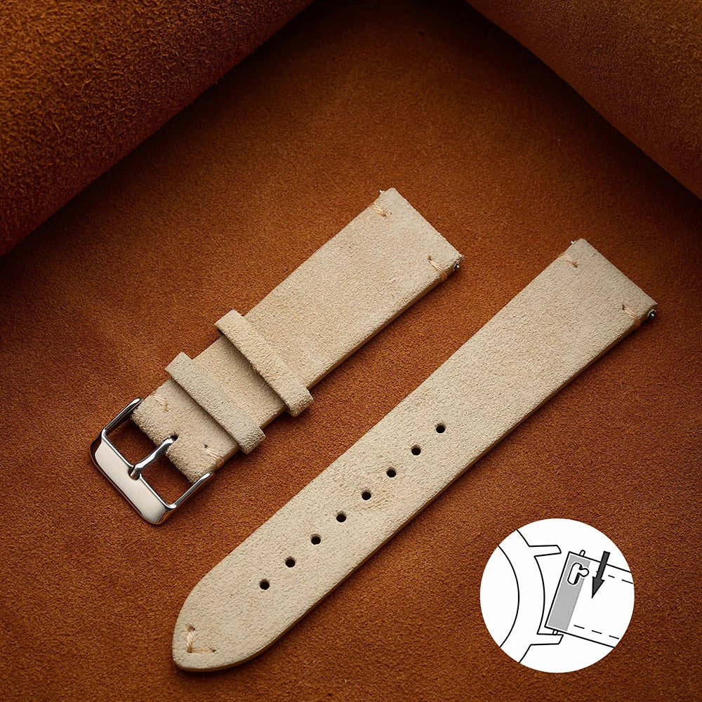Quick Release Suede Leather Watch Band for Traditional Watches