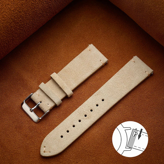 Quick Release Suede Leather Watch Band for Traditional Watches