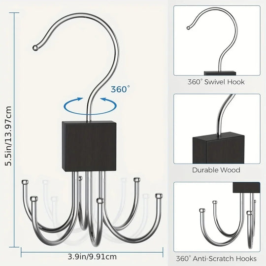 360° Rotating Foldable Multi-Hook Belt Hanger