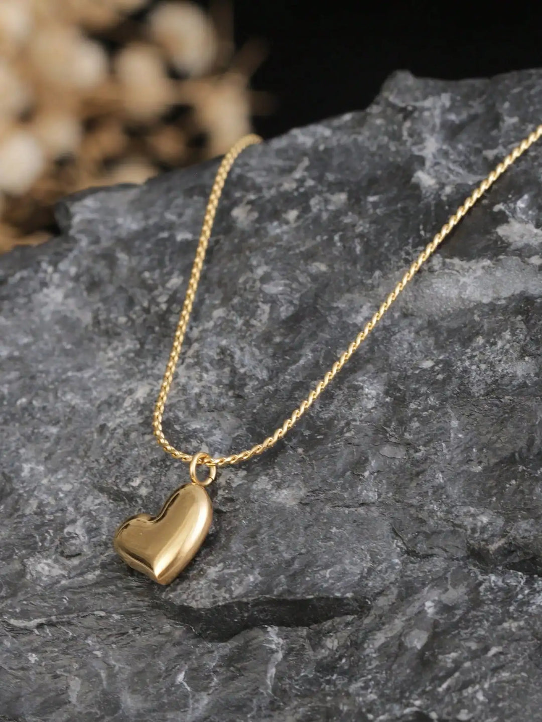 18K Gold-Tone Curved Heart Pendant Necklace for Women