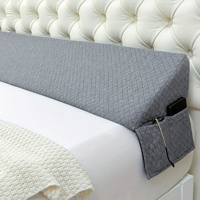 Memory Foam Bed Wedge Pillow Gap Filler with Side Pocket