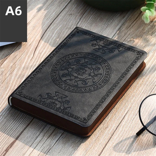 Vintage Pattern Leather Notebook – A6 Journal