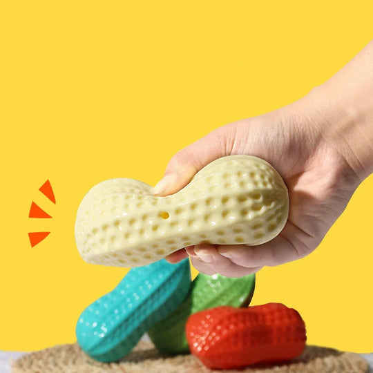 Peanut Shaped TPR Dog Chew Toy with Squeaker