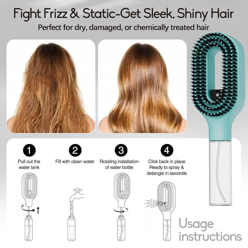 Refillable Spray Hair Detangling Comb for All Hair Types