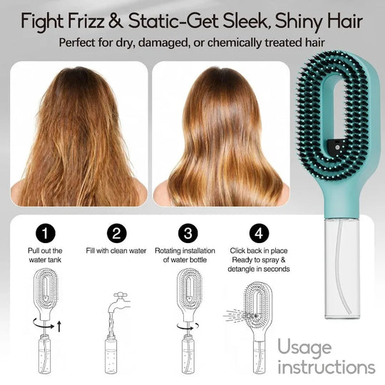 Refillable Spray Hair Detangling Comb for All Hair Types