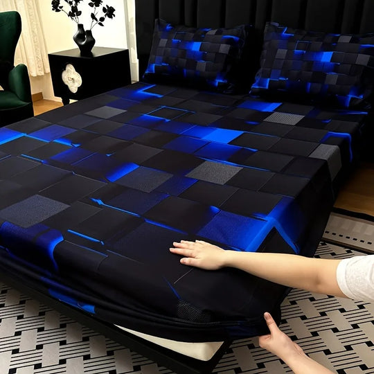 3-Piece Digital Print Deep Pocket Fitted Sheet Set