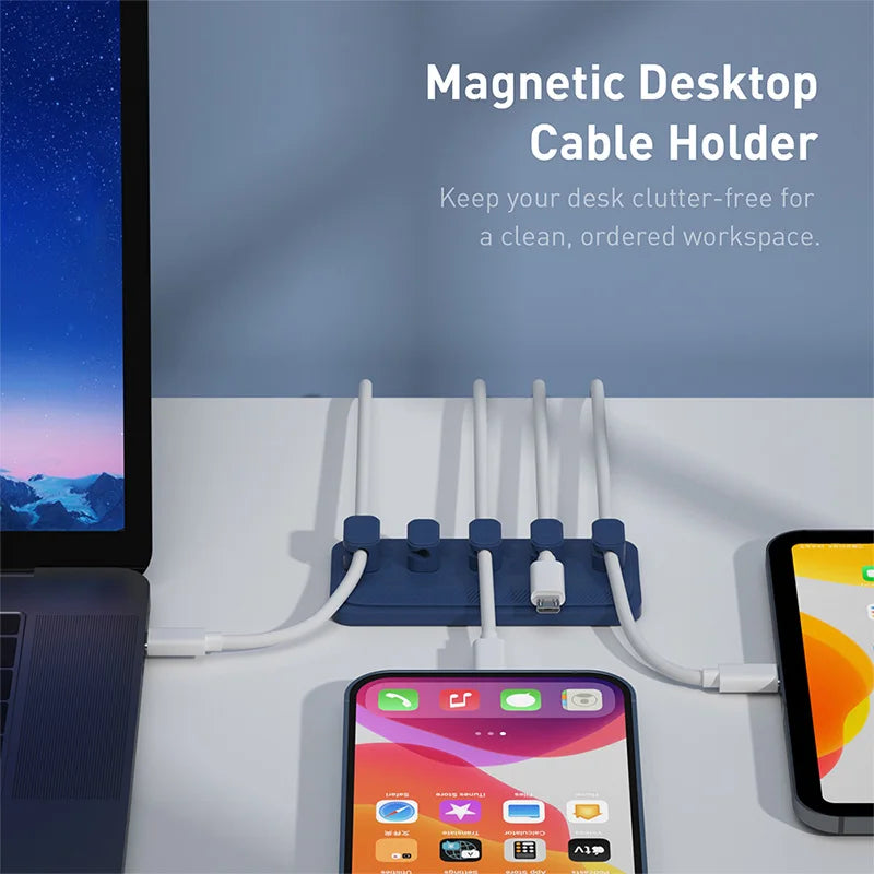 Magnetic Cable Organizer Clip Holder for Desk &amp; Cables