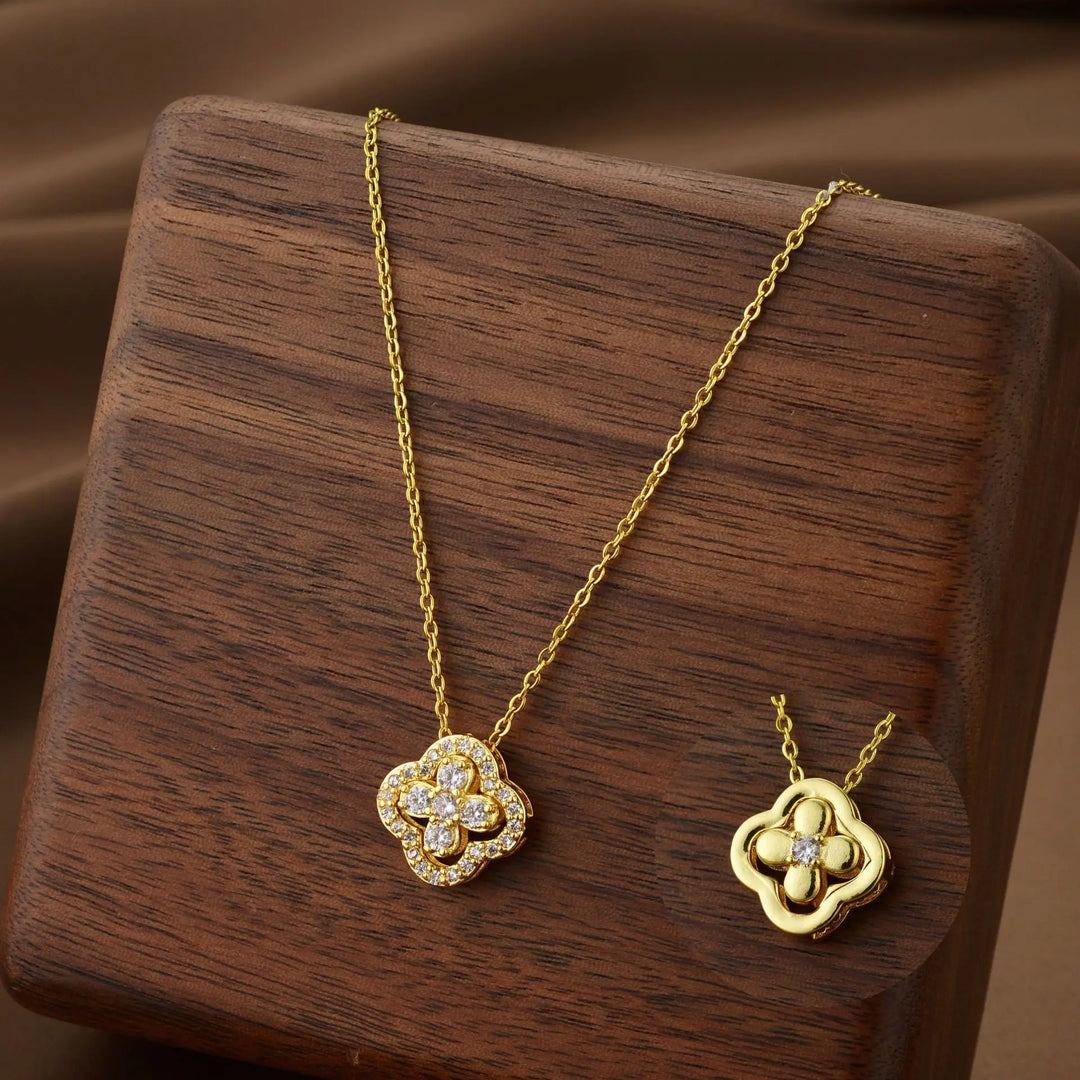 Lucky Clover Flower Pendant Necklace for Women