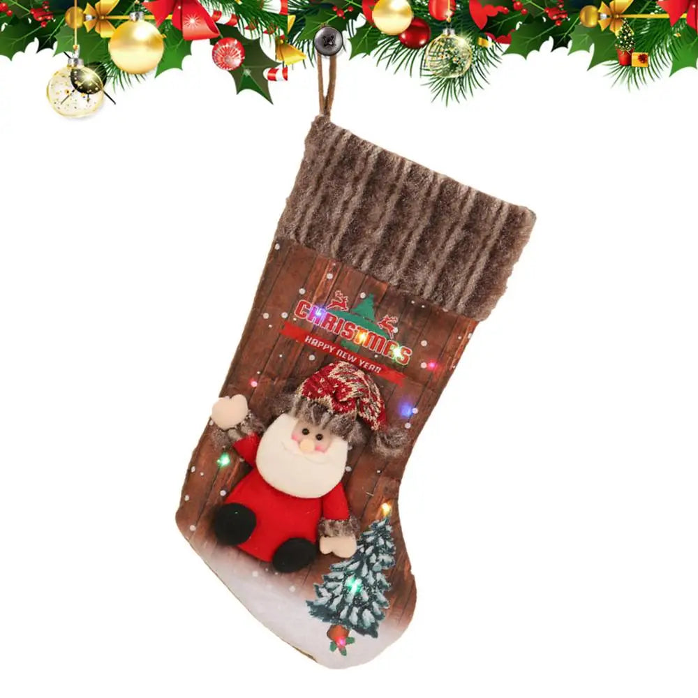 LED Light-Up Christmas Stocking with Snowman