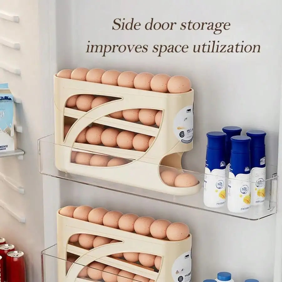4-Tier Automatic Rolling Egg Dispenser for Refrigerator
