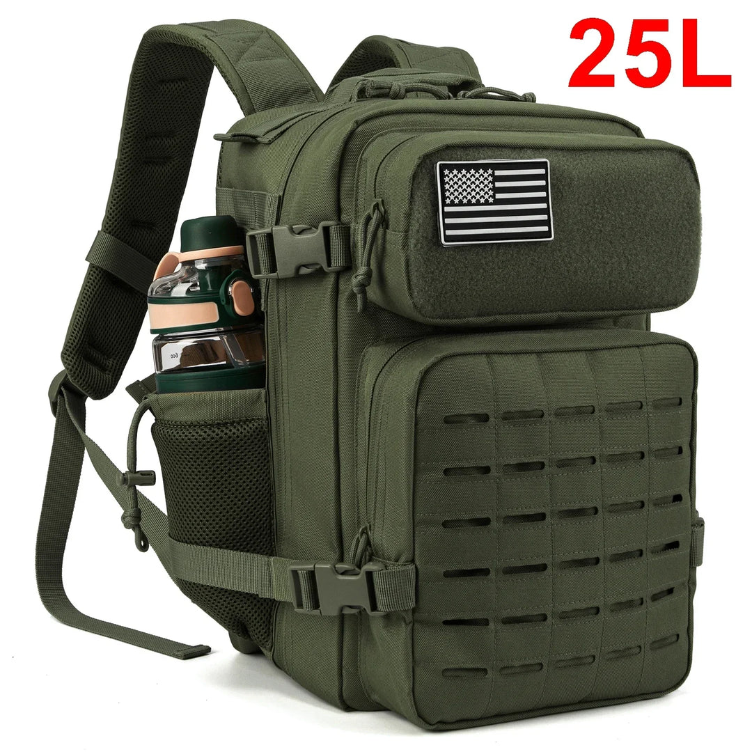 25L Tactical MOLLE Backpack with Dual Bottle Holders