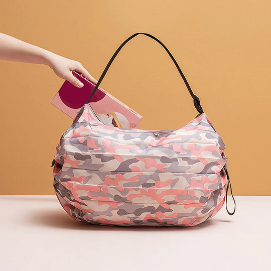 Foldable Nylon Reusable Shopping Bag with Adjustable Handle