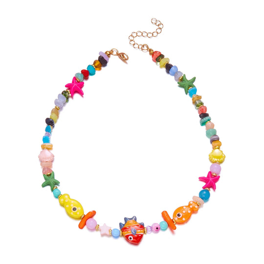 Colorful Ceramic Ocean Charm Beaded Necklace
