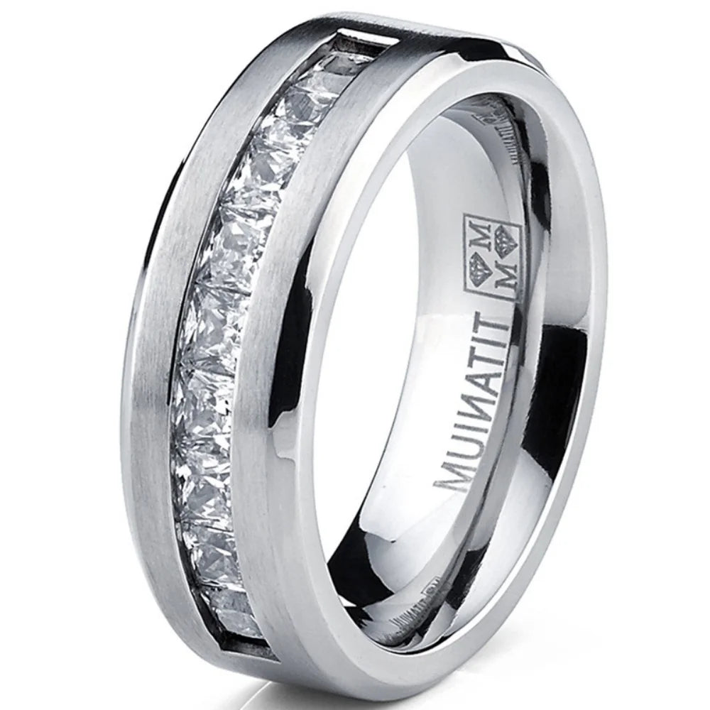 Silver Plated Stainless Steel CZ Ring