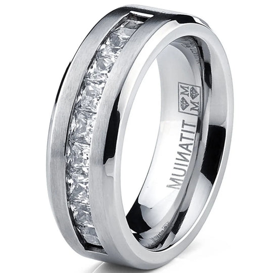 Silver Plated Stainless Steel CZ Ring