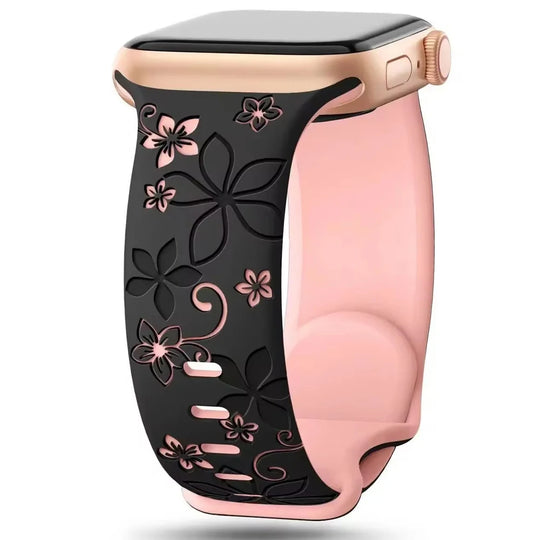 Floral Engraved Silicone Apple Watch Band