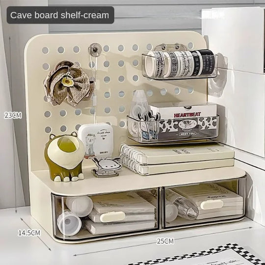 Desktop Pegboard Storage Organizer with Drawers