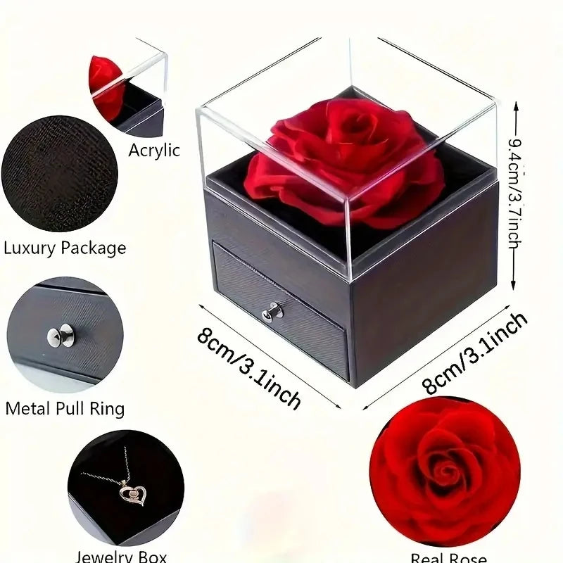 Eternal Rose Heart Necklace Gift Box Set