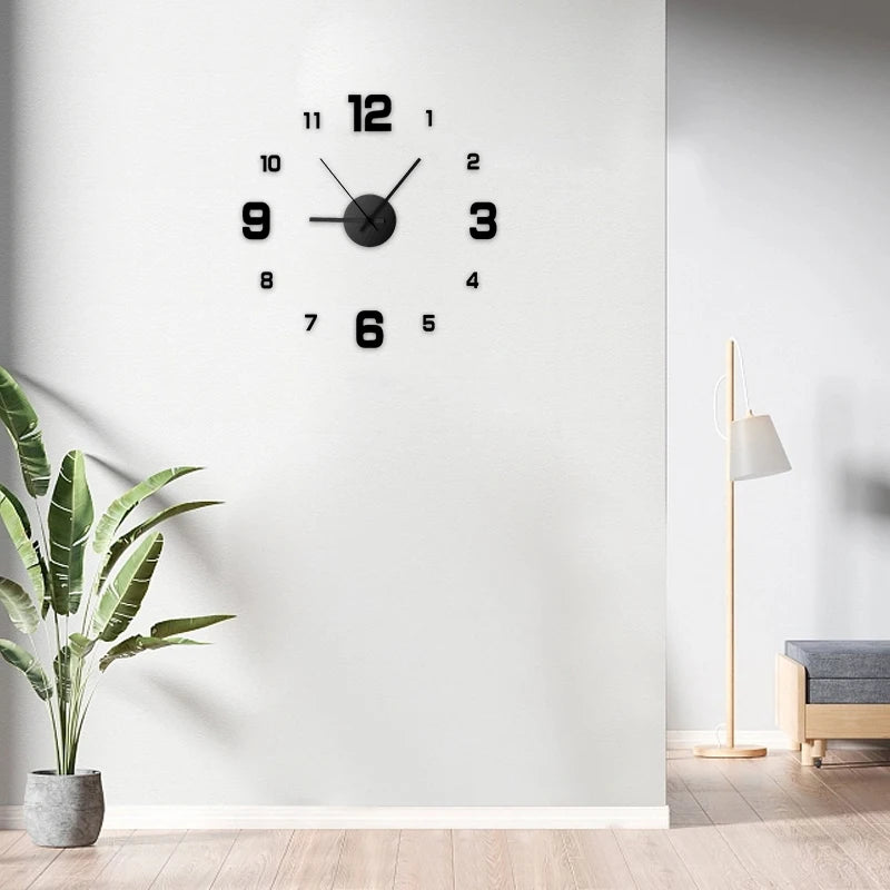 DIY Frameless Silent Acrylic Wall Clock for Living Room