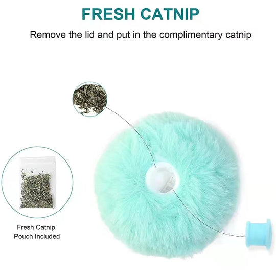 Interactive Plush Cat Toy Ball with Animal Sounds &amp; Catnip Pocket
