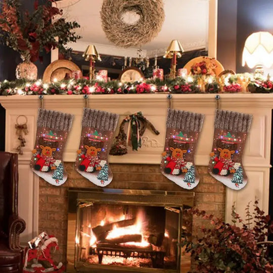 LED Light-Up Christmas Stocking with Snowman