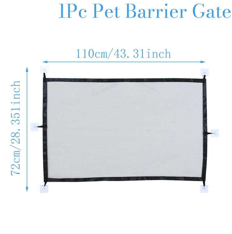 Mesh Pet Safety Gate for Doorways &amp; Stairs with 6 Hooks