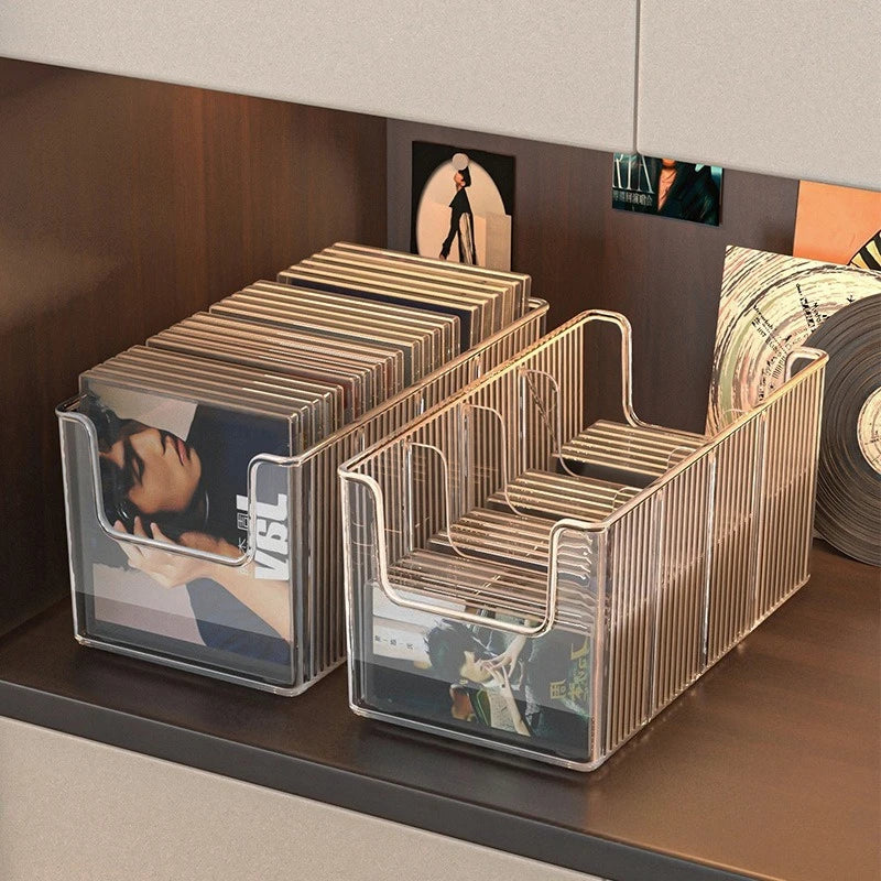 Clear Plastic CD Storage Box Organizer with Handles