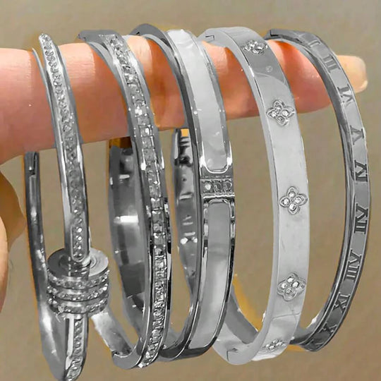 5/1 Roman Numeral Stainless Steel Cuff Braceles for Women