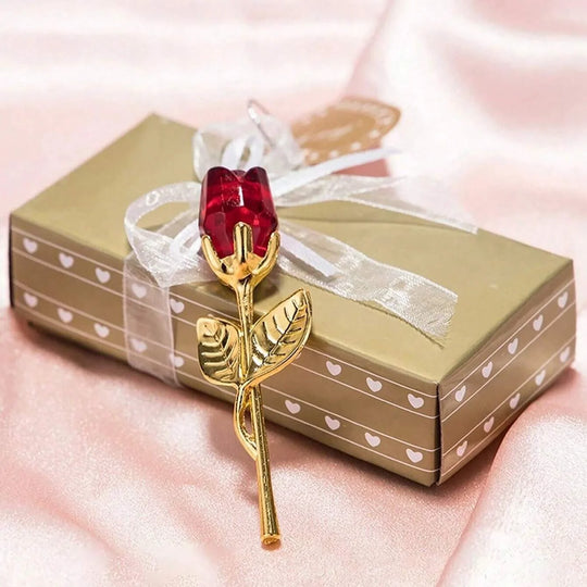 Crystal Glass Rose Flower Gift with Decorative Gift Box