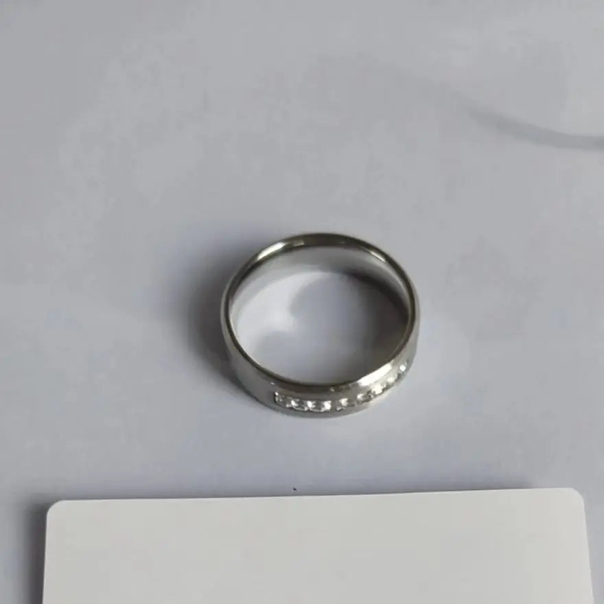 Silver Plated Stainless Steel CZ Ring