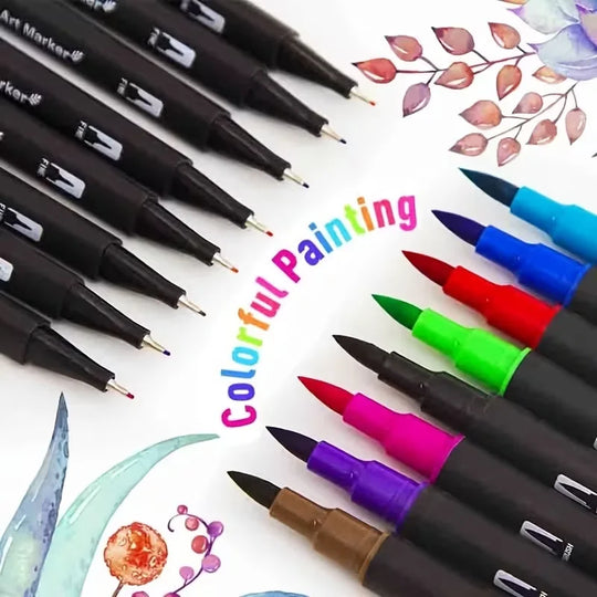 24-Color Dual Tip Brush Pen Art Marker Set
