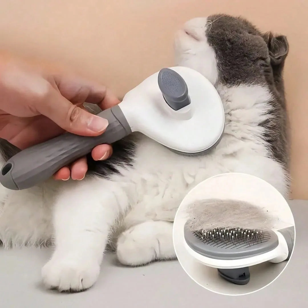 Self-Cleaning Pet Grooming Slicker Brush for Cats &amp; Dogs