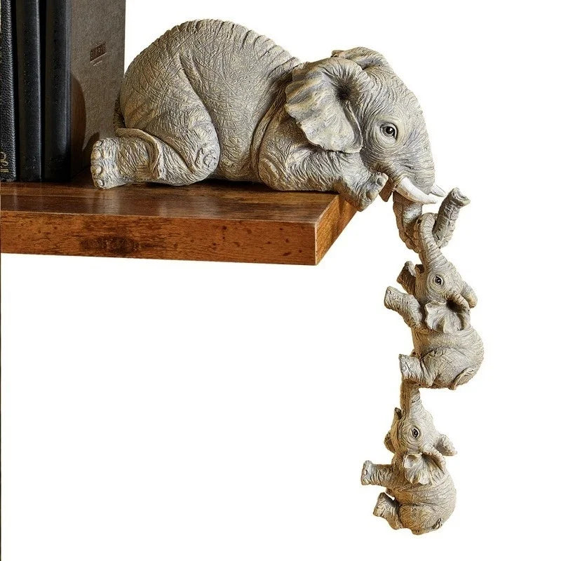 3-Piece Resin Elephant Family Shelf Figurine Set