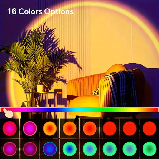 Sunset Projection Lamp with Remote – 16 Color LED Mood Light