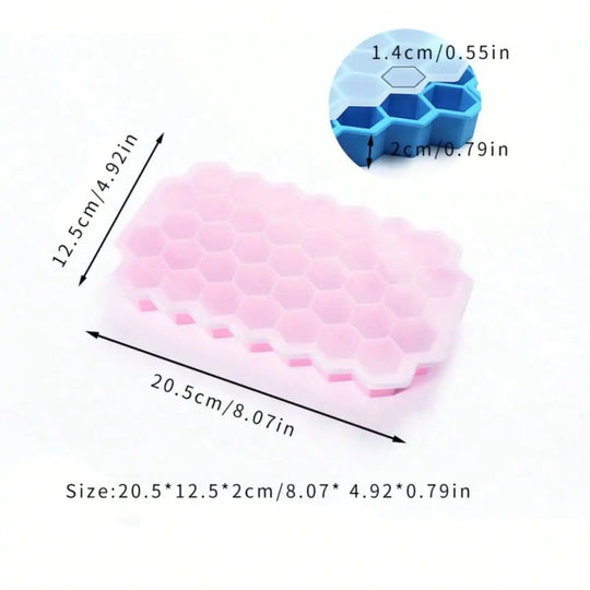 Silicone Honeycomb Ice Cube Tray with Cover 37-Cell Mold