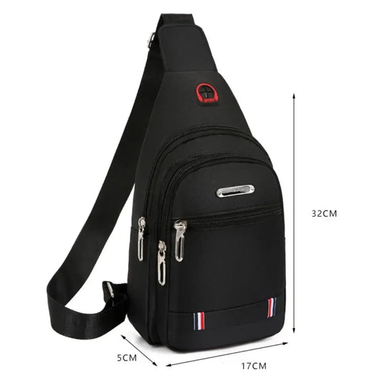 Oxford Crossbody Sling Bag with USB Port &amp; 3 Zip Pockets