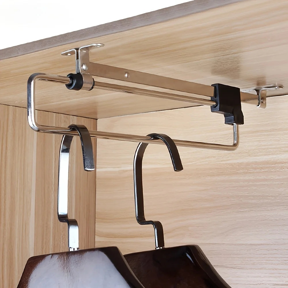 Pull-Out Adjustable Clothes Storage Rod for Wardrobes