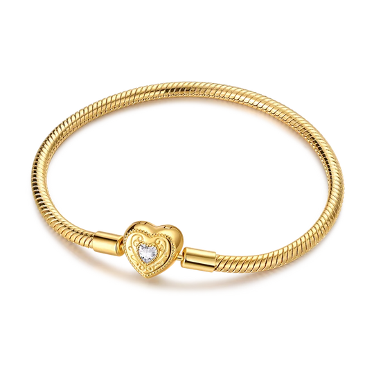 925 Sterling Silver Gold-Plated Heart Charm Bracelet