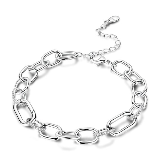 925 Sterling Silver Gold-Plated Heart Charm Bracelet