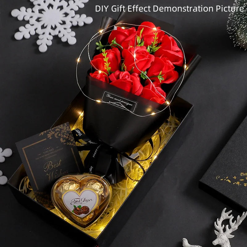 9 Head Soap Rose Flower Bouquet Gift Decoration